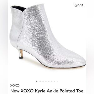 XOXO: NWOT or Box - Kyrie Silver Glitter Ankle Booties 7M